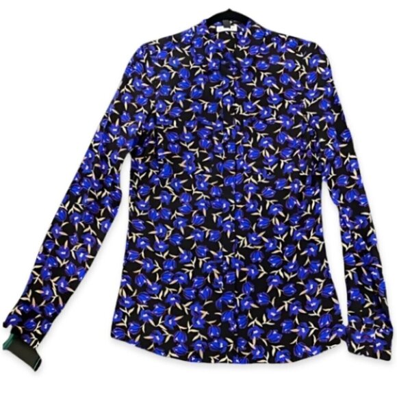 Long Tall Sally Collared Blouse Long Sleeves Button Down Floral Pattern W 4 NWT - Picture 3 of 6